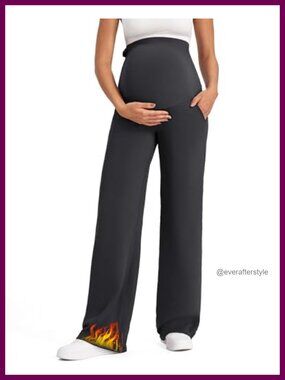 Fleece Lined Maternity Yoga Pants Thermal Pregnancy Trousers